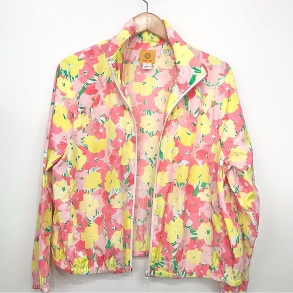 Ruby Rd. Pink Floral Lightweight Nylon Zip Up Jacket - Picture 3 of 9